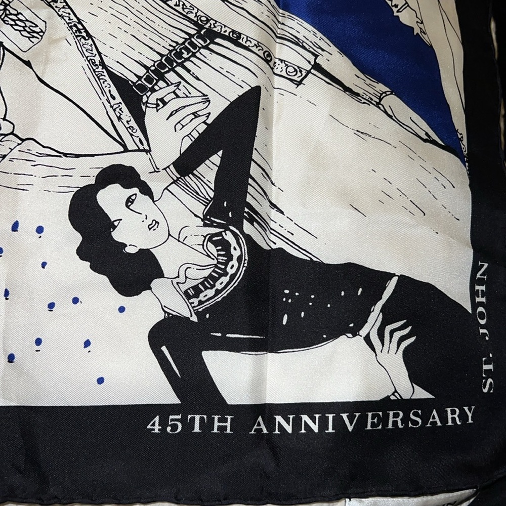 St. John 45th Anniversary silk scarf 34” square - Picture 2 of 6